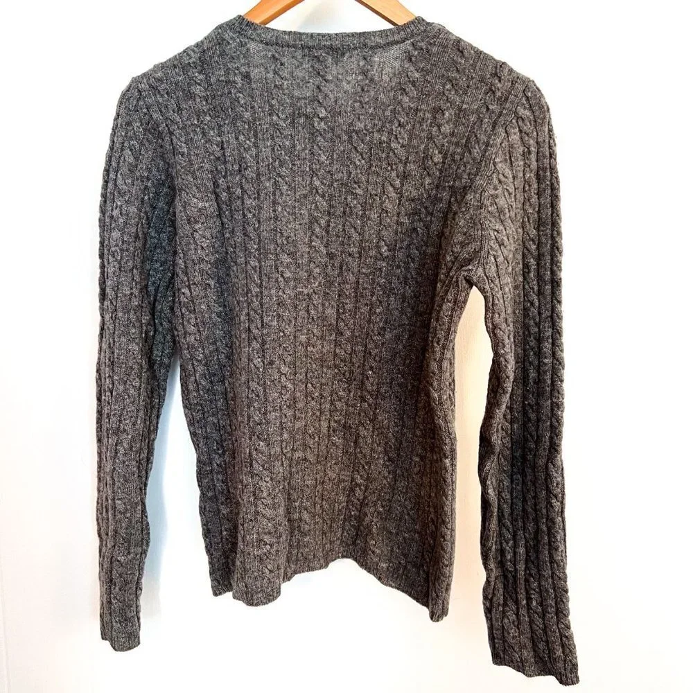 J. Crew Cable Knit Wool Blend Crew Neck Sweater in Gray Size Small